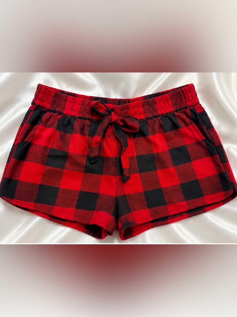 Garage Red & Black Buffalo Plaid Lounge Shorts – Size XS/S